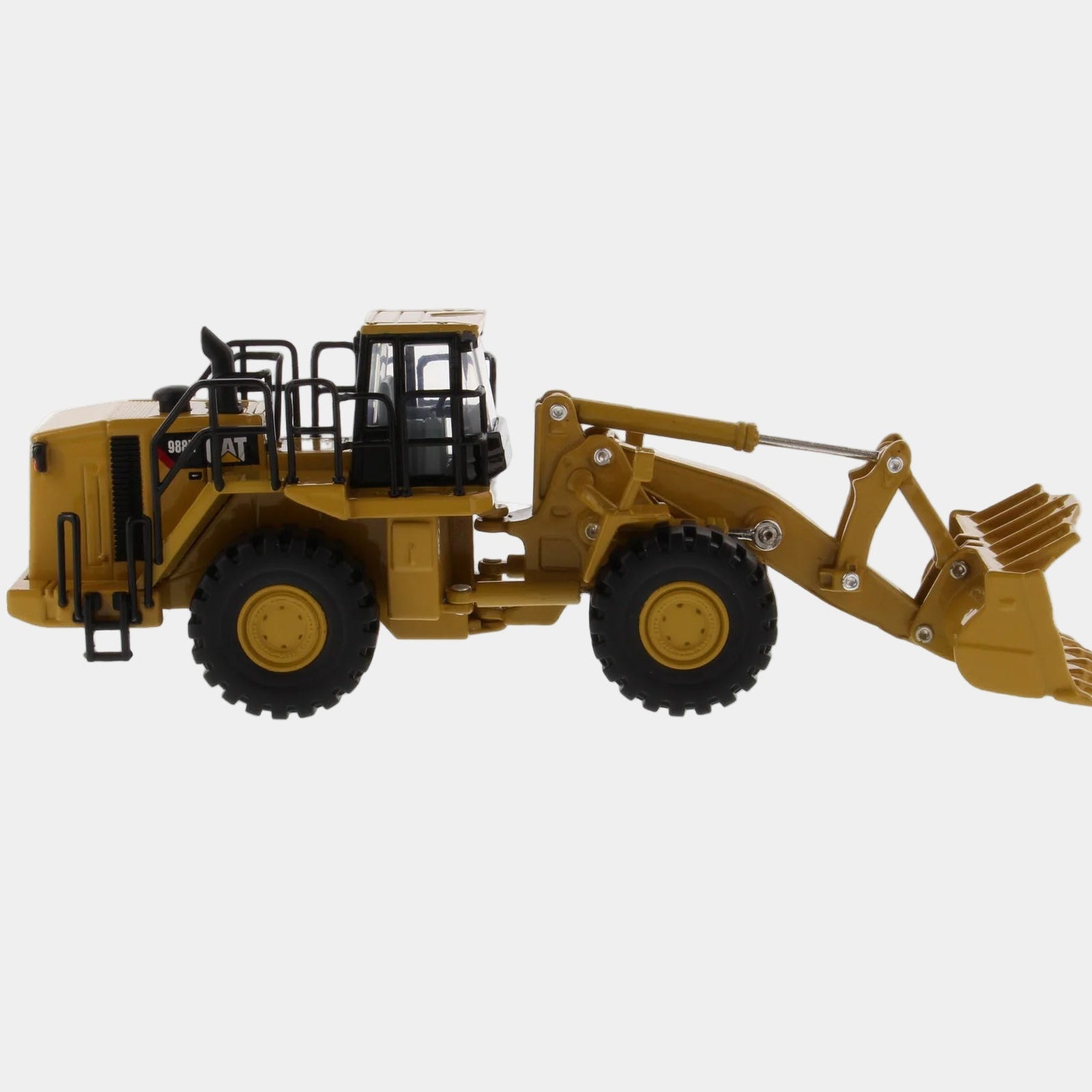 Model of a yellow construction vehicle on a white background