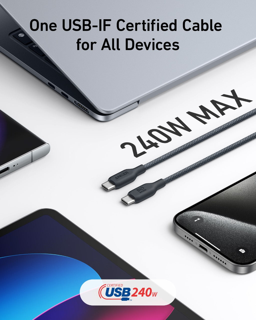 Anker 543 USB-C to USB-C Cable (Bio-Braided,6 ft)