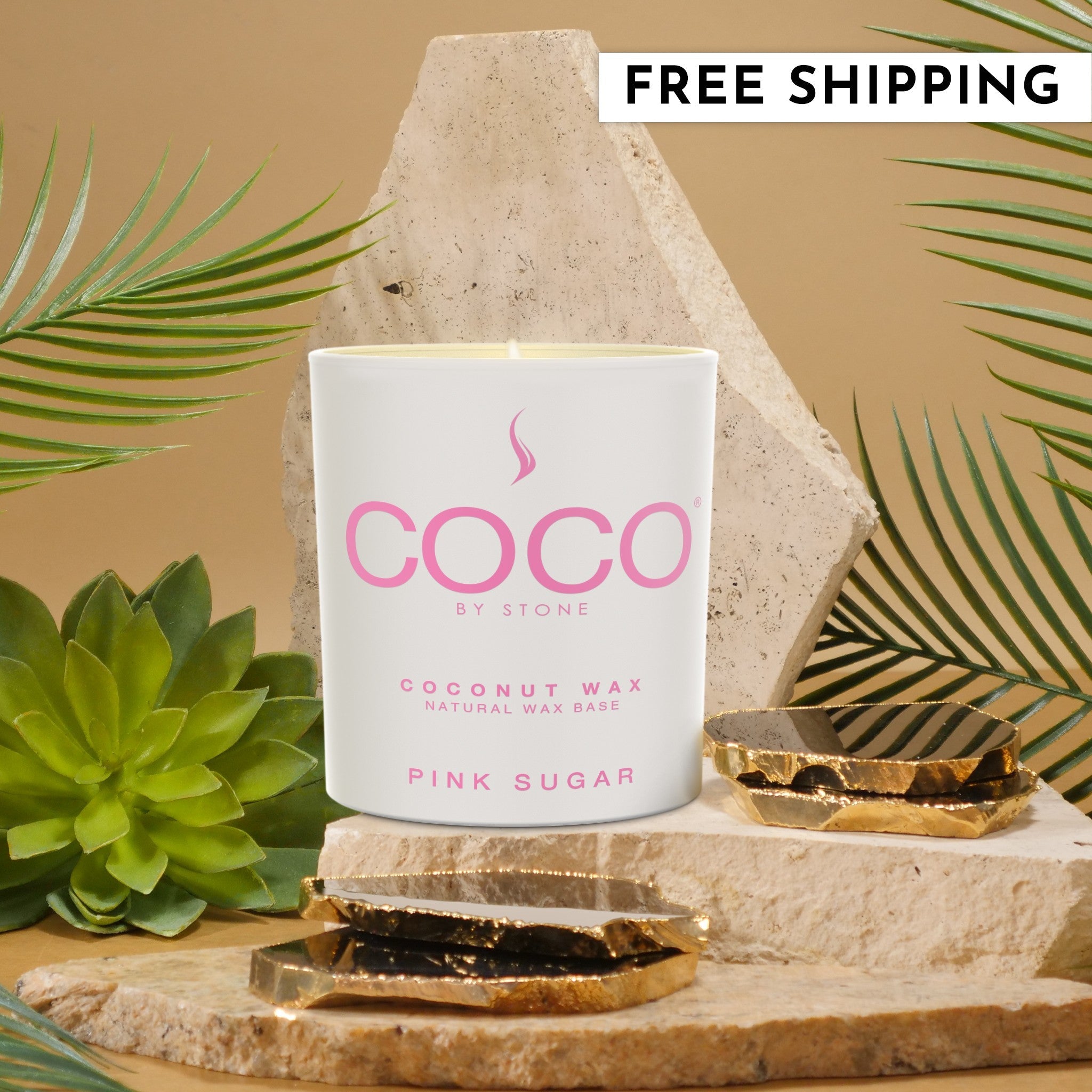 Pink Sugar Natural Coconut Apricot Wax Candle