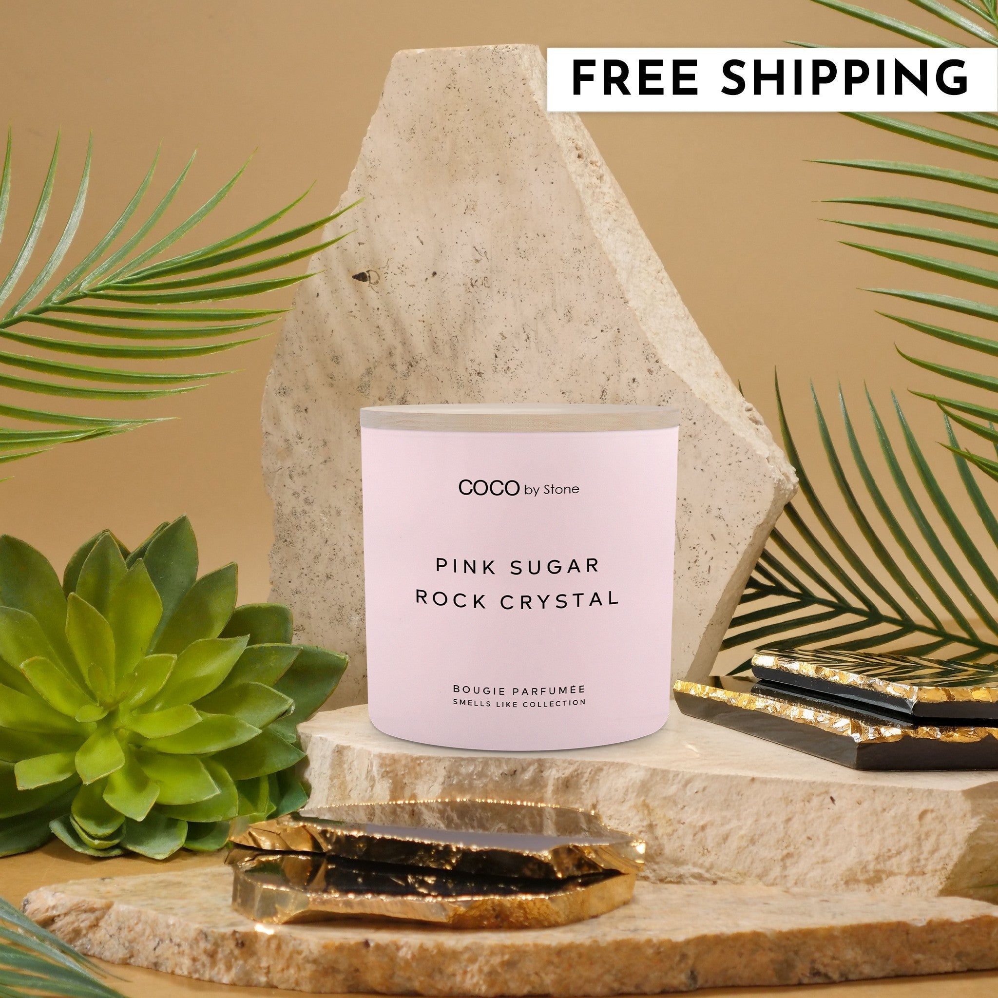 15oz Smells Like Pink Sugar Rock Crystal Candle