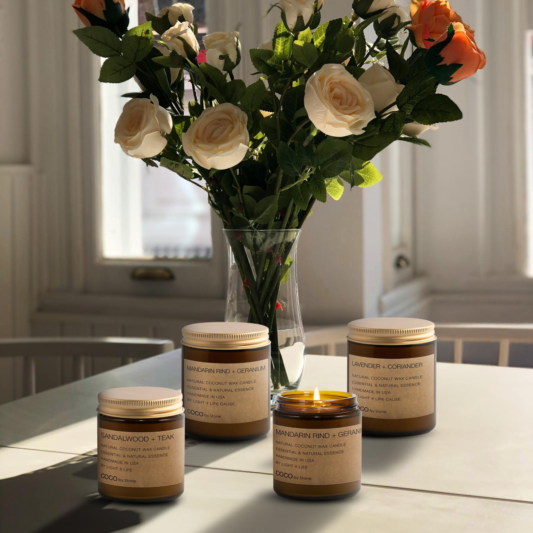3.5oz Mandarin Rind + Geranium Natural Coconut Apricot Wax Candle