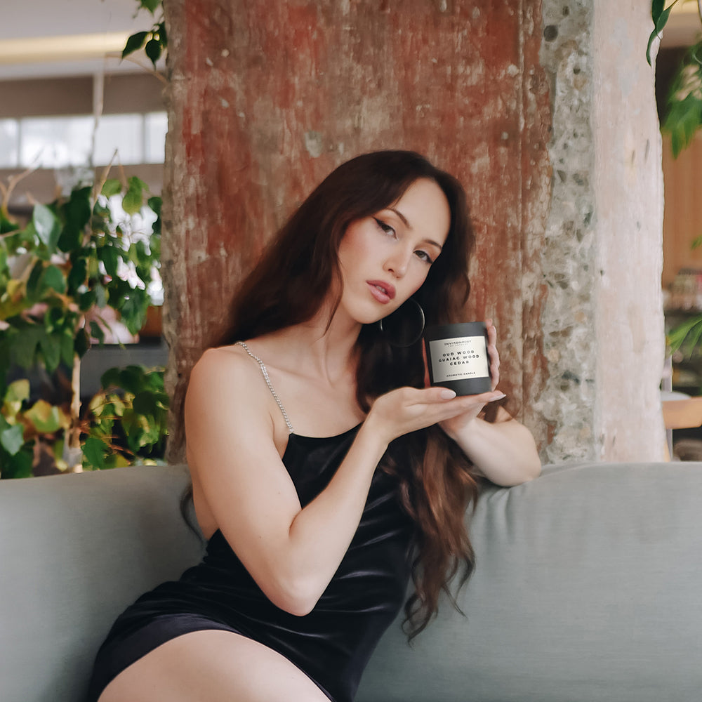8oz Oud Wood | Guaiac Wood | Cedar Candle with Lid and Box (Inspired by Tom Ford Oud Wood®)