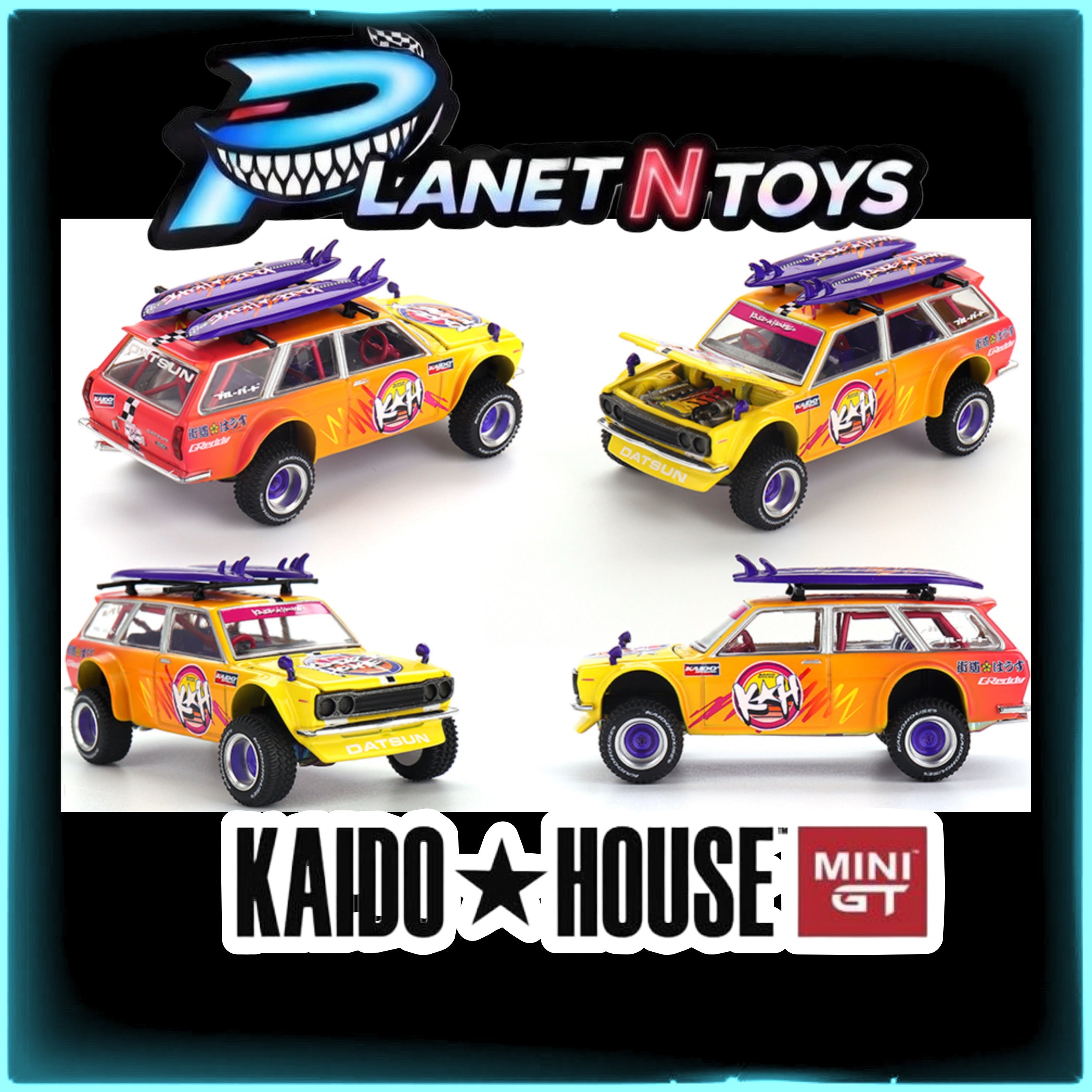 Kaido House x Mini GT 1:64 Datsun KAIDO 510 Wagon 4×4 Kaido ISLANDS V1- Orange