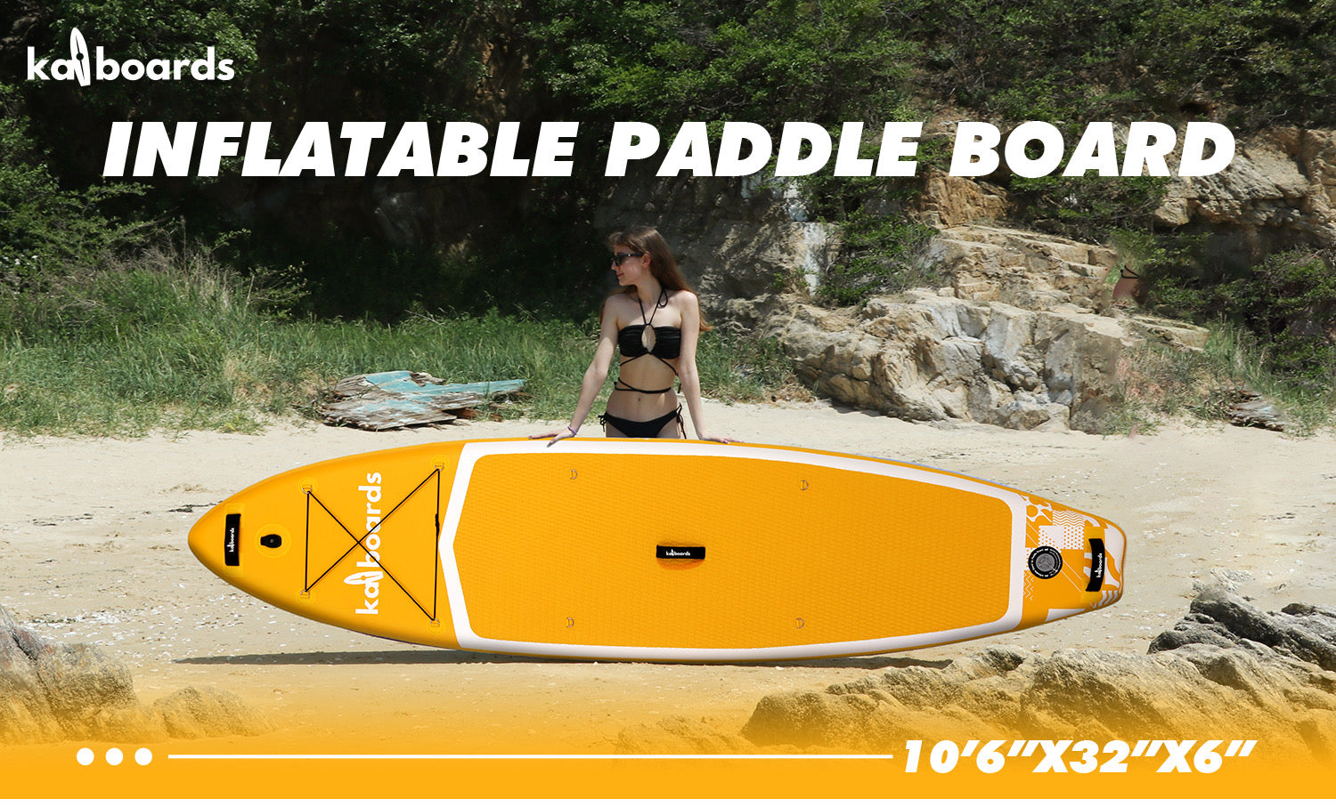 Kai Boards The Rainbow 10’6 Inflatable SUP Paddle Board Set - Yellow