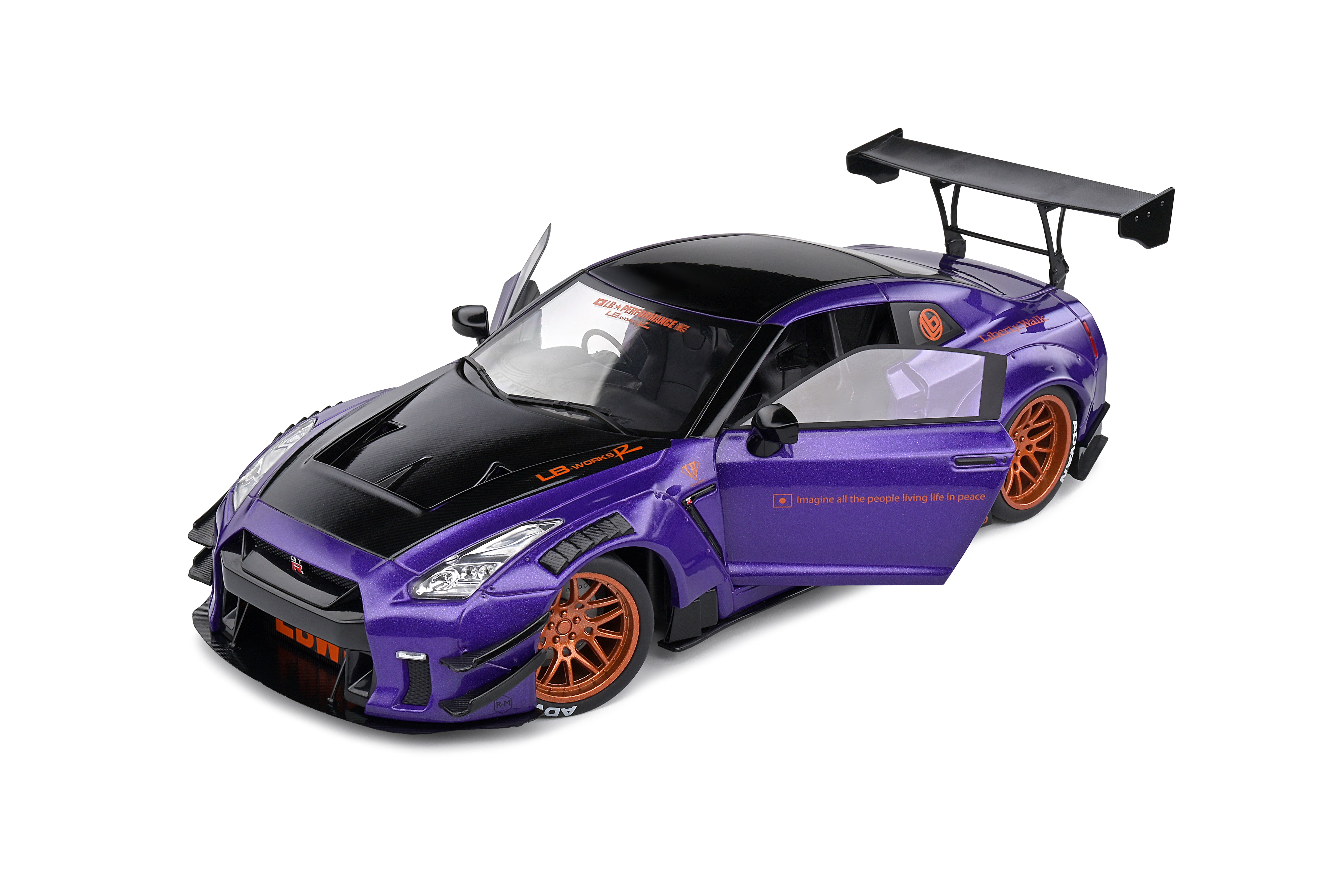Solido Nissan GT-R (R35) Liberty Walk Body Kit 2.0 Purplezilla - 2022 1:18 Diecast Car S1805812