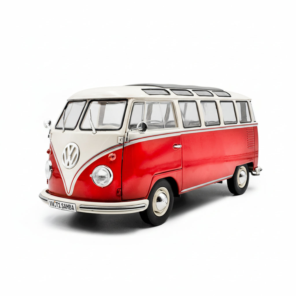 Solido Volkswagen T1 Samba Red / White-1962 1:18 Diecast Car S1813402