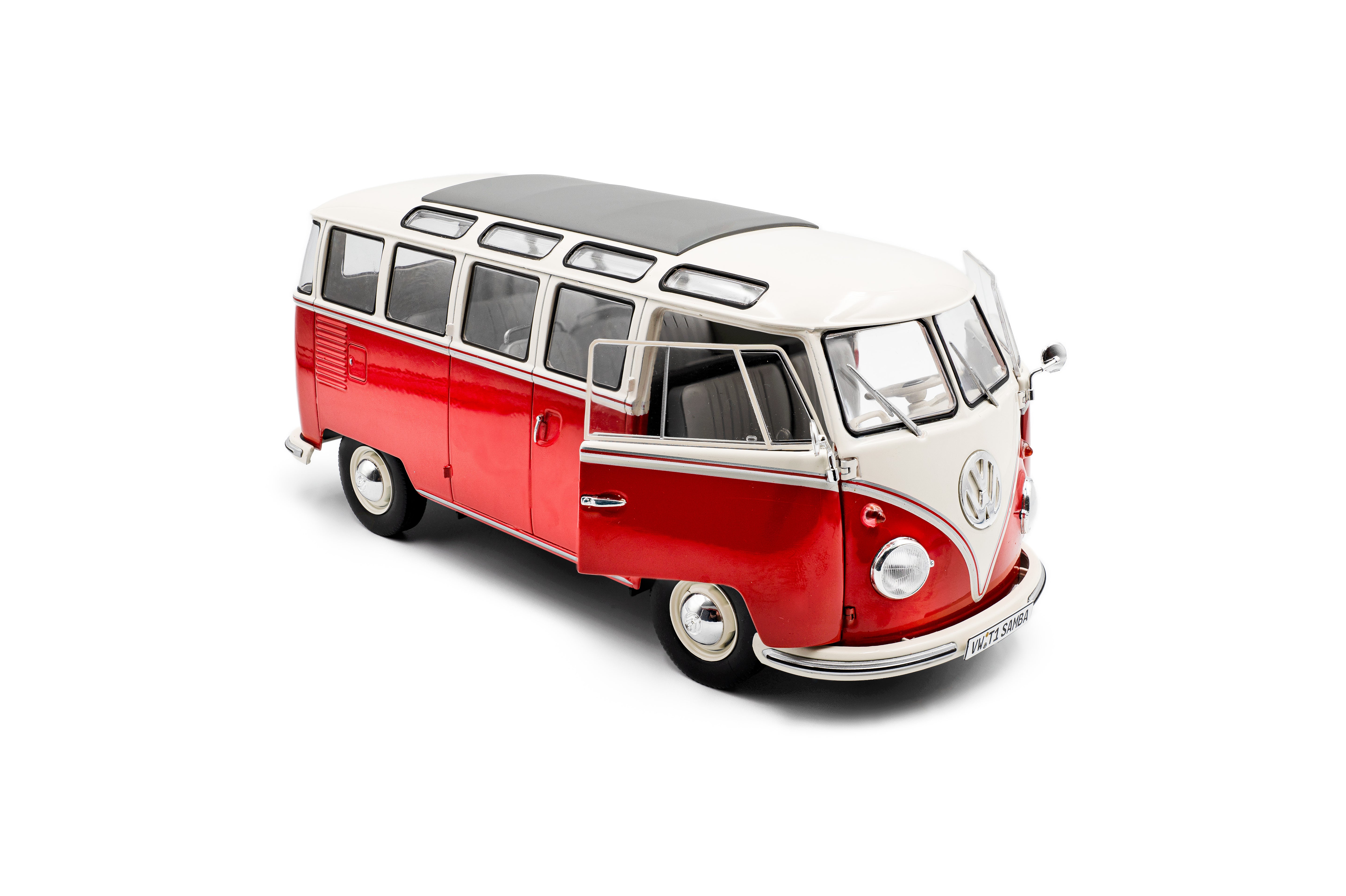 Solido Volkswagen T1 Samba Red / White-1962 1:18 Diecast Car S1813402