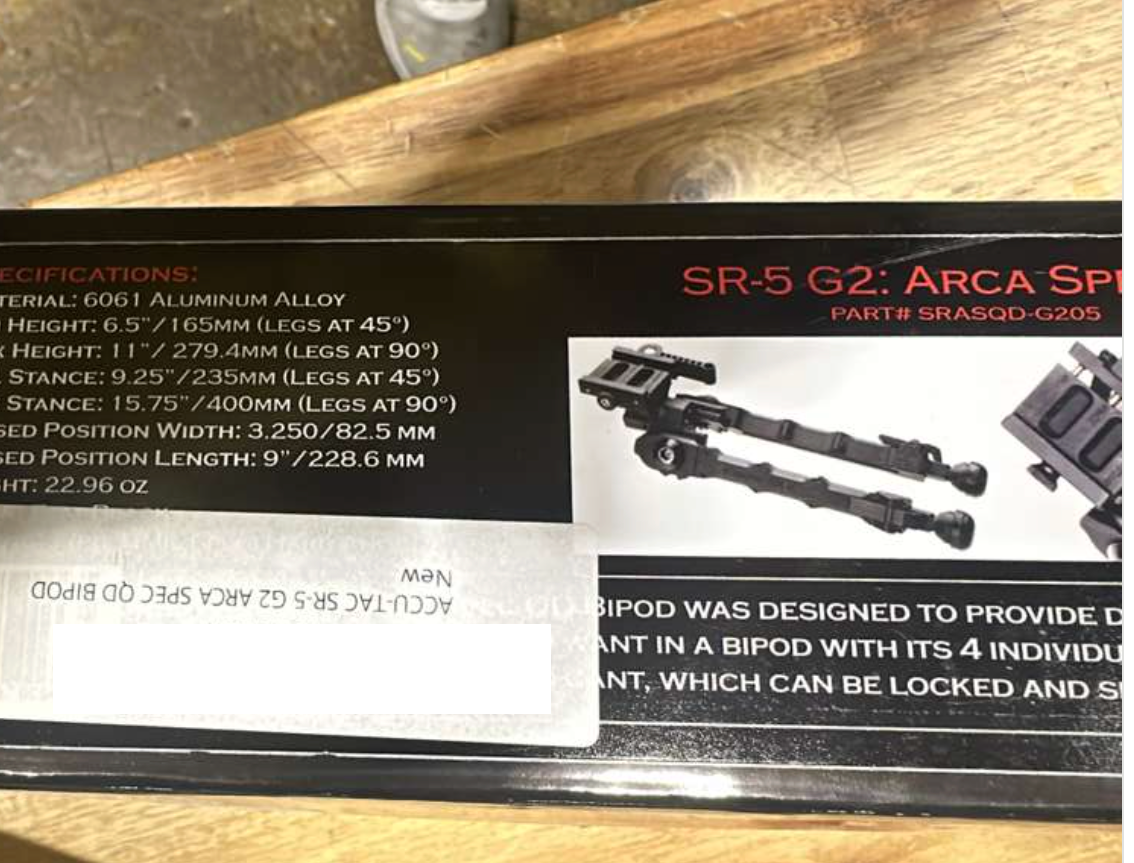 Accu-Tac SR-5 G2 Arca Spec Bipod SRASQD-G205 Model