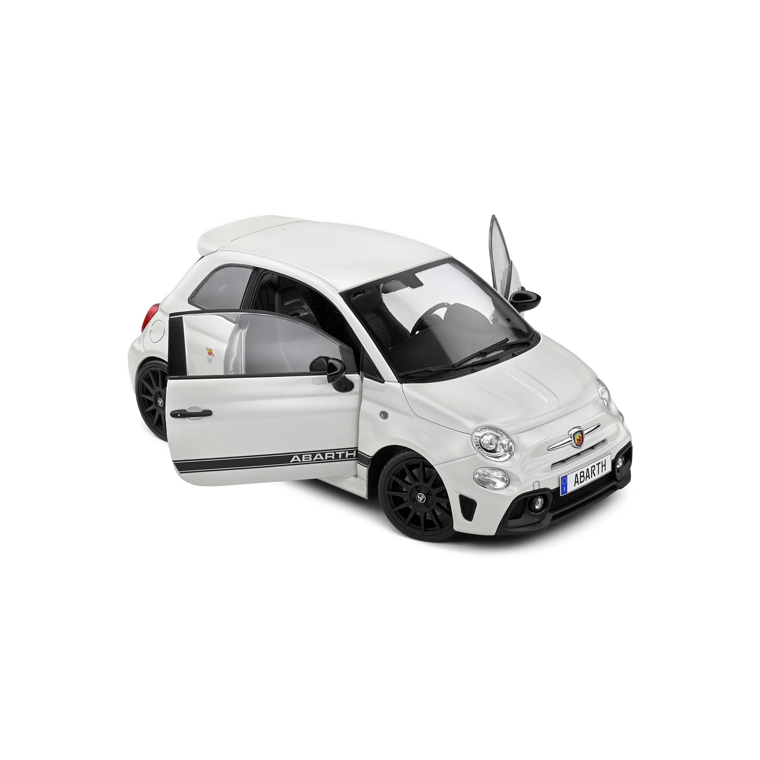 Solido Fiat F595 Abarth WHITE - 2022 1:18 Diecast Car Open Door Front