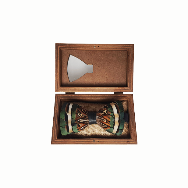 Genius Bowtie Goethe Feather Bow Tie - Green & Orange