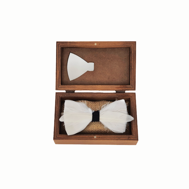 Genius Bowtie Hawking White Feather Bow Tie