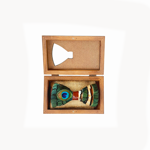 Genius Bowtie Plato Feather Bow Tie - Green & Peacock