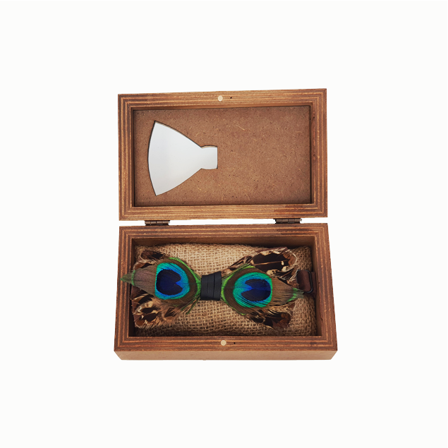 Genius Bowtie Pythagoras Feather Bow Tie - Brown & Peacock