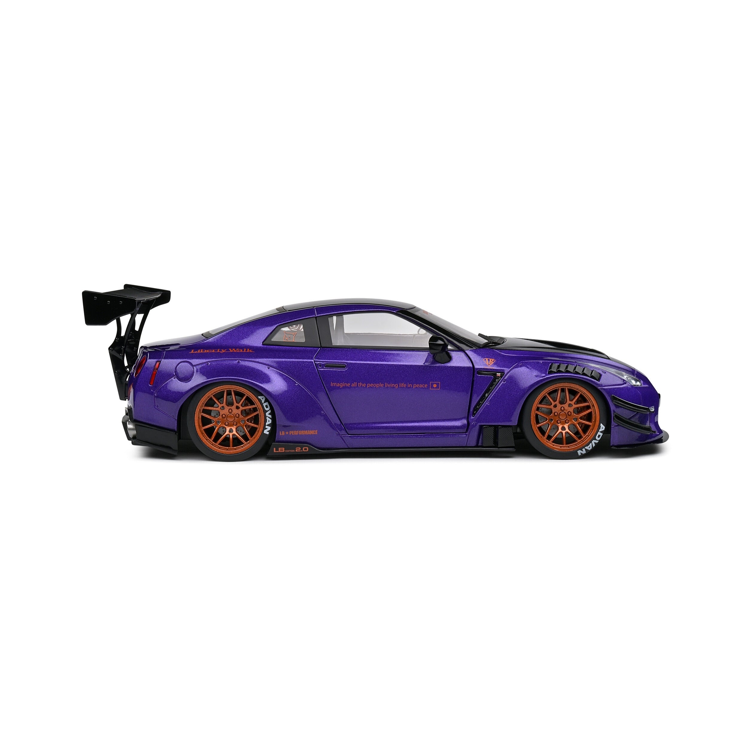 Solido Nissan GT-R (R35) Liberty Walk Body Kit 2.0 Purple - 2022 1:18 Diecast Car Right