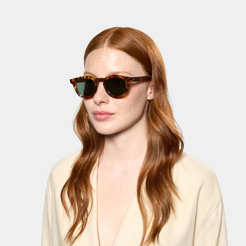 TBD Eyewear Donegal Eco Spotted Havana Bottle Green Lens Sunglasses Woman