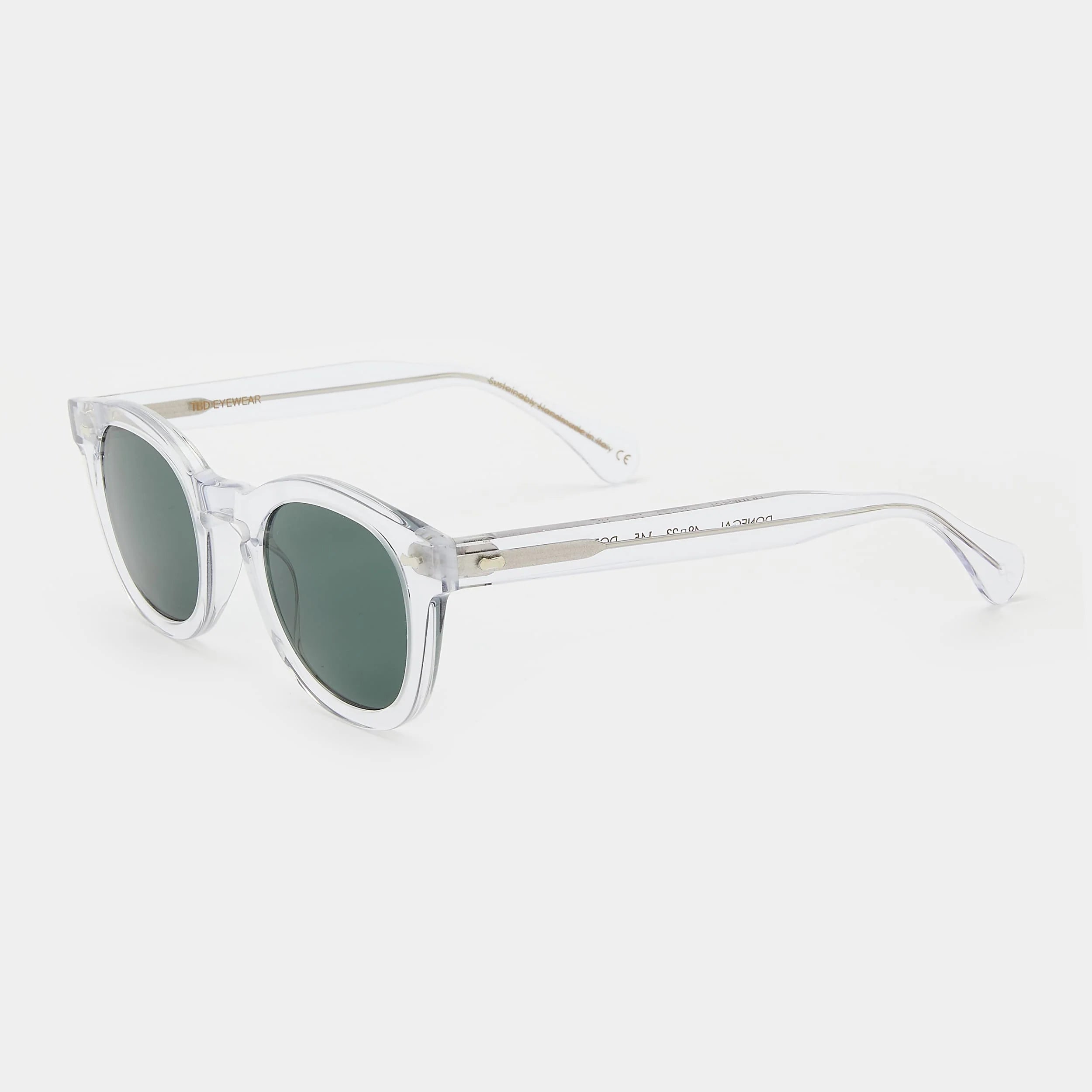 TBD Eyewear Donegal Eco Transparent Bottle Green Lens Sunglasses Angle