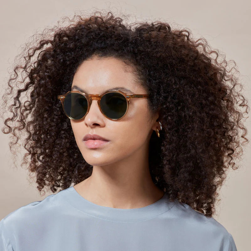 TBD Eyewear Lapel Eco Honey Bottle Green Lens Sunglasses Woman