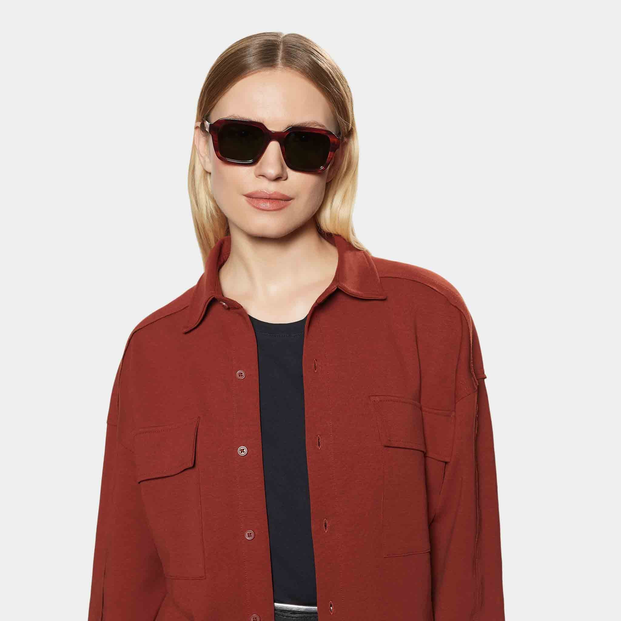 TBD Eyewear Lino Eco Havana Bottle Green Lens Sunglasses Woman