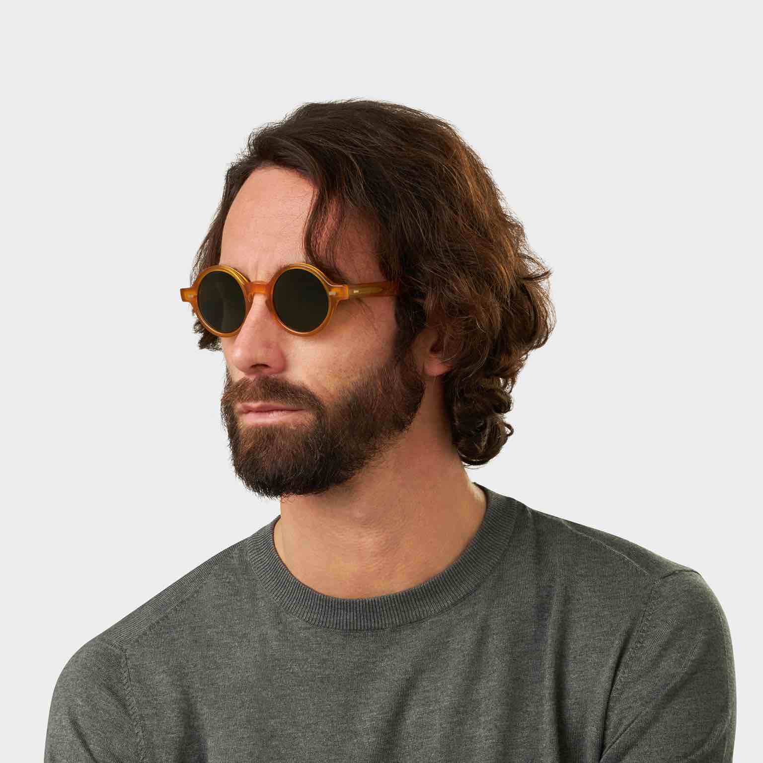 TBD Eyewear Oxford Eco Honey Bottle Green Lens Sunglasses Man