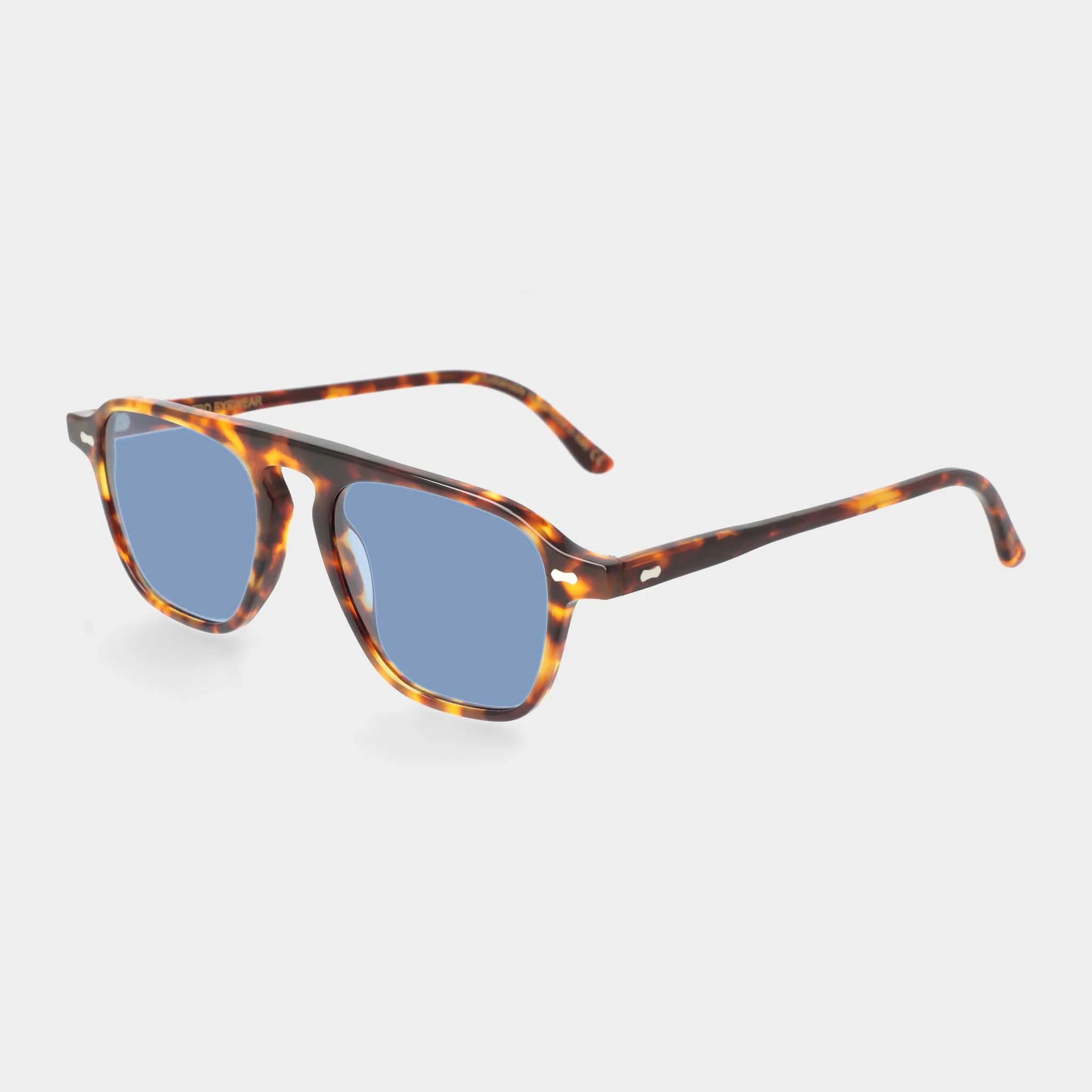 TBD Eyewear Panama Eco Spotted Havana Blue Lens Sunglasses Angle