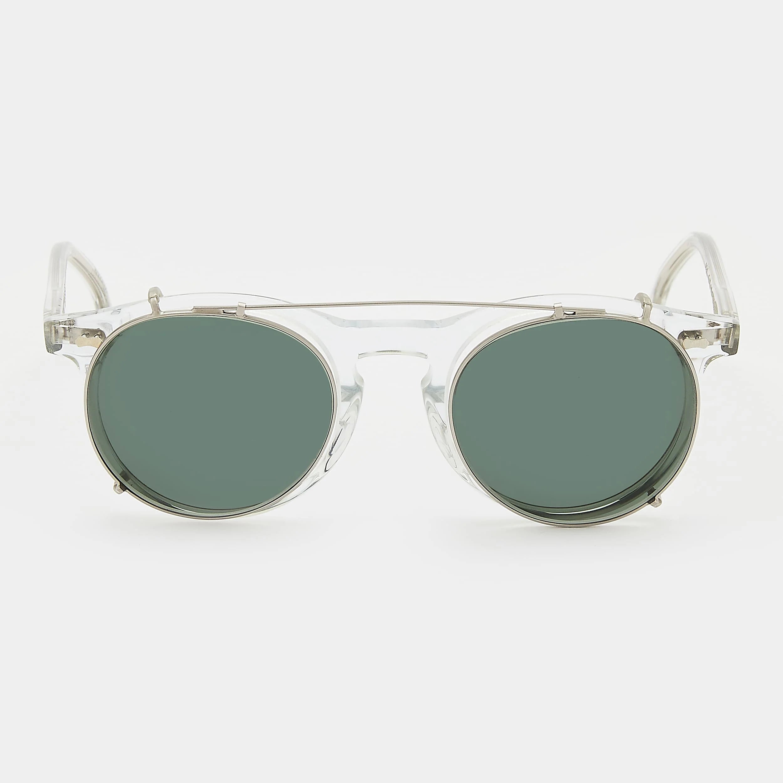 TBD Eyewear Pleat Eco Transparent Bottle Green Lens Sunglasses Front