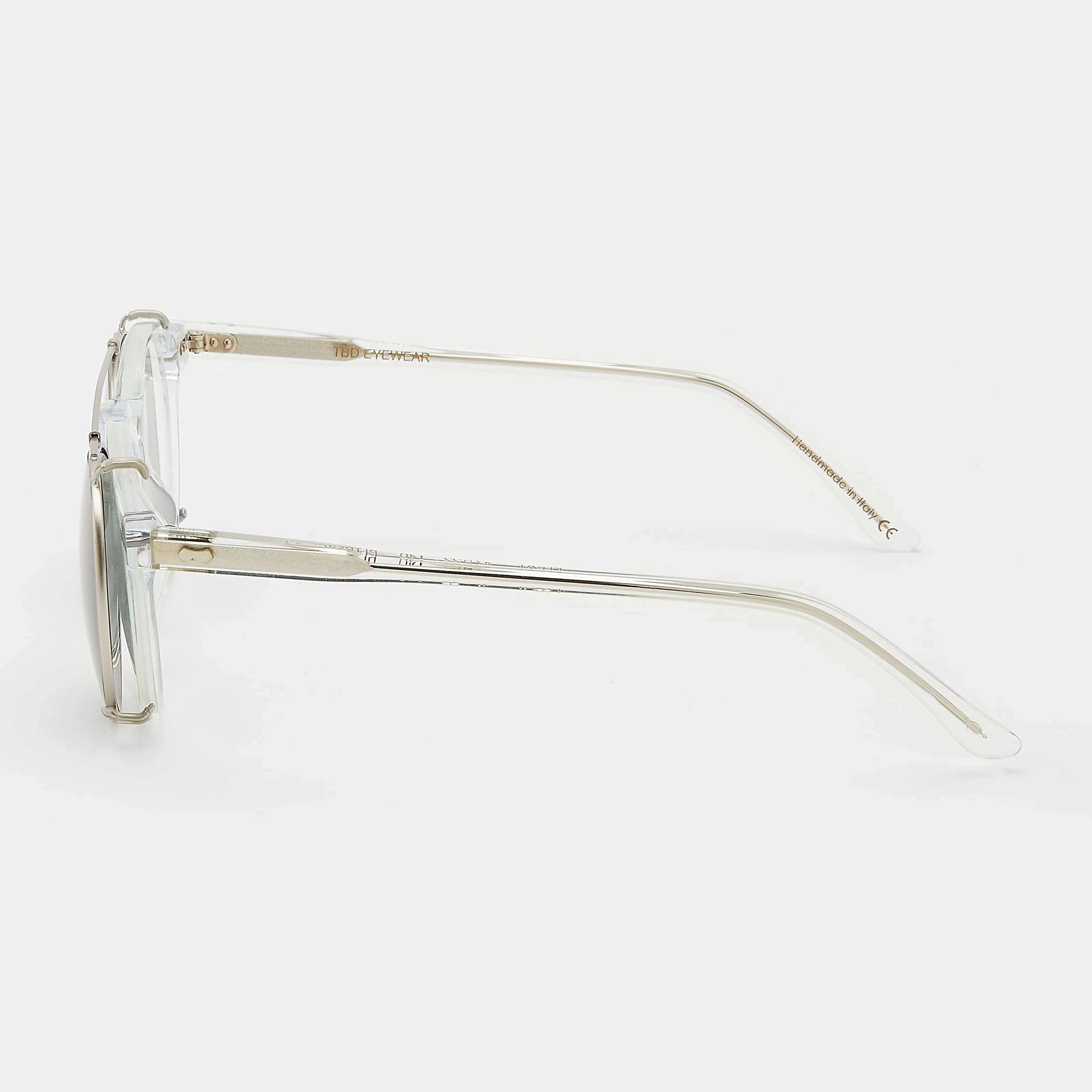 TBD Eyewear Pleat Eco Transparent Bottle Green Lens Sunglasses Side