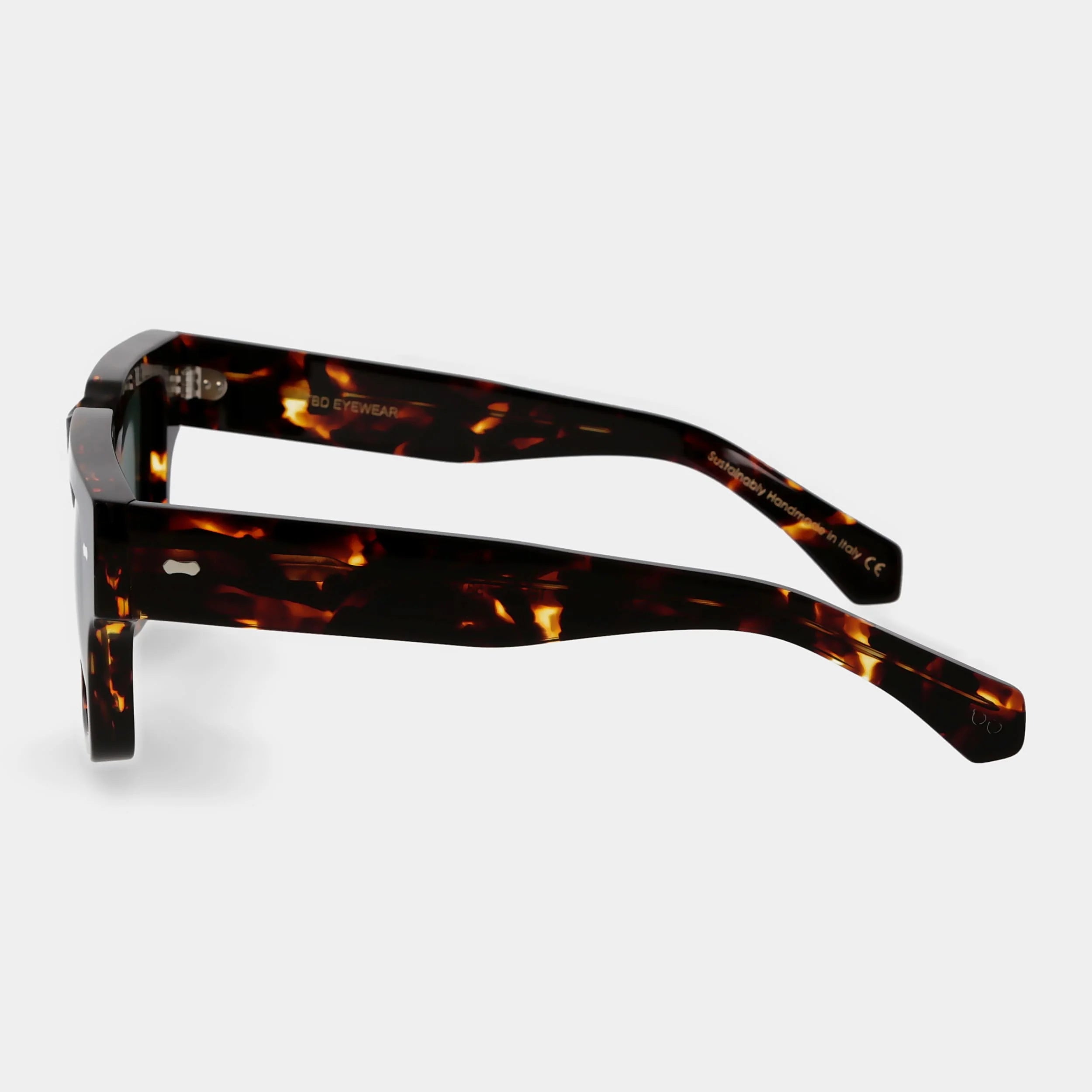 TBD Eyewear Tela Eco Dark Havana Bottle Green Lens Sunglasses Side