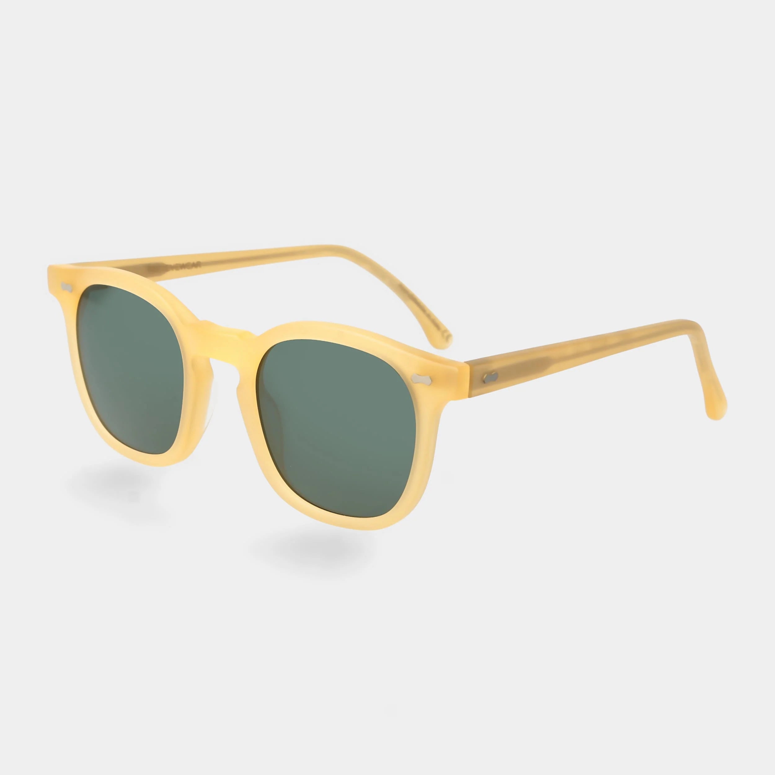 TBD Eyewear Twill Eco Matte Champagne Bottle Green Lens Sunglasses Angle