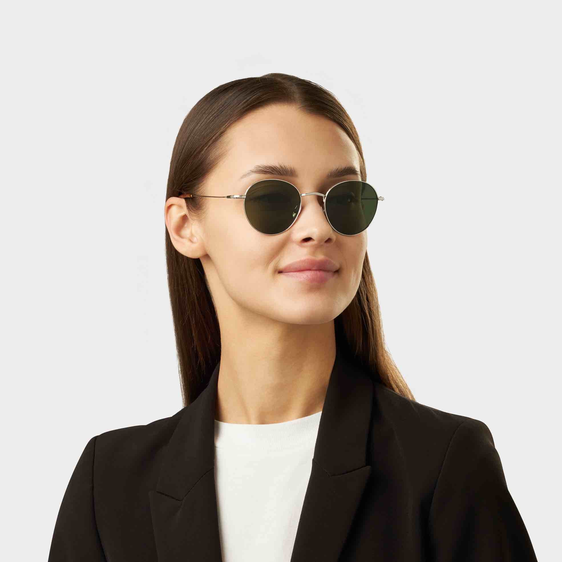 TBD Eyewear Vicuña Rhodium Bottle Green Lens Sunglasses Woman