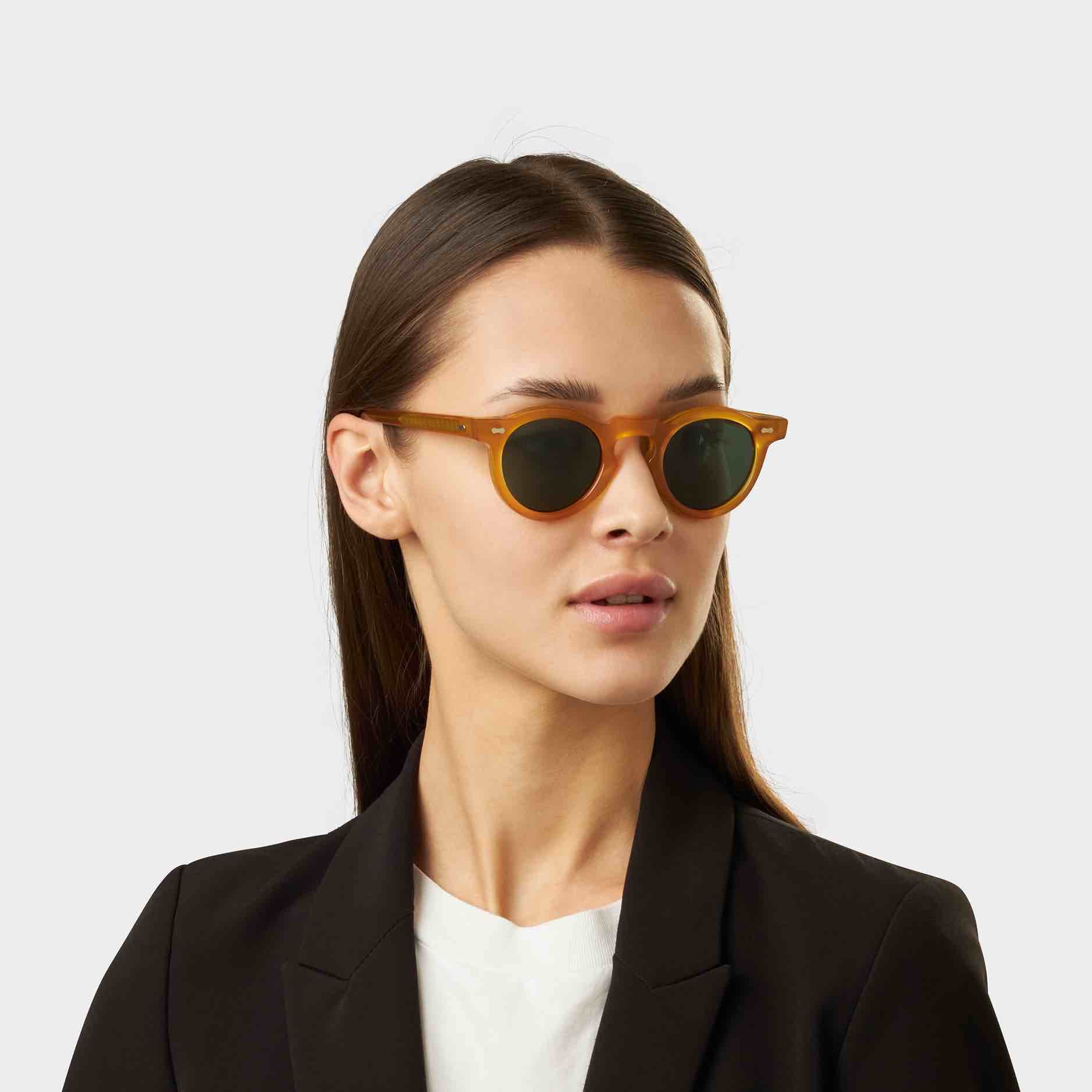 TBD Eyewear Welt Eco Honey Bottle Green Lens Sunglasses Woman