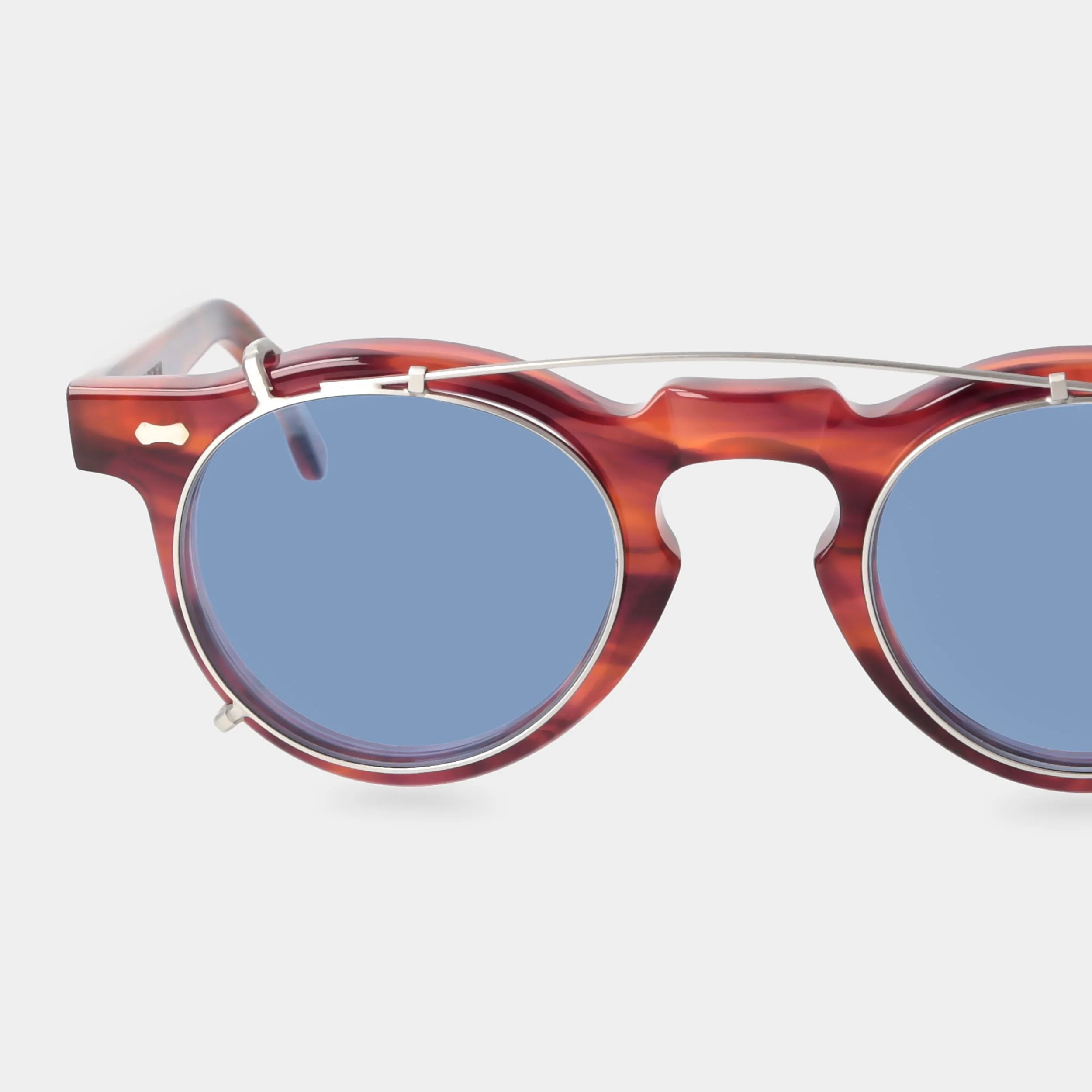 TBD Eyewear Welt with Clip Silver Blue Lens Detail