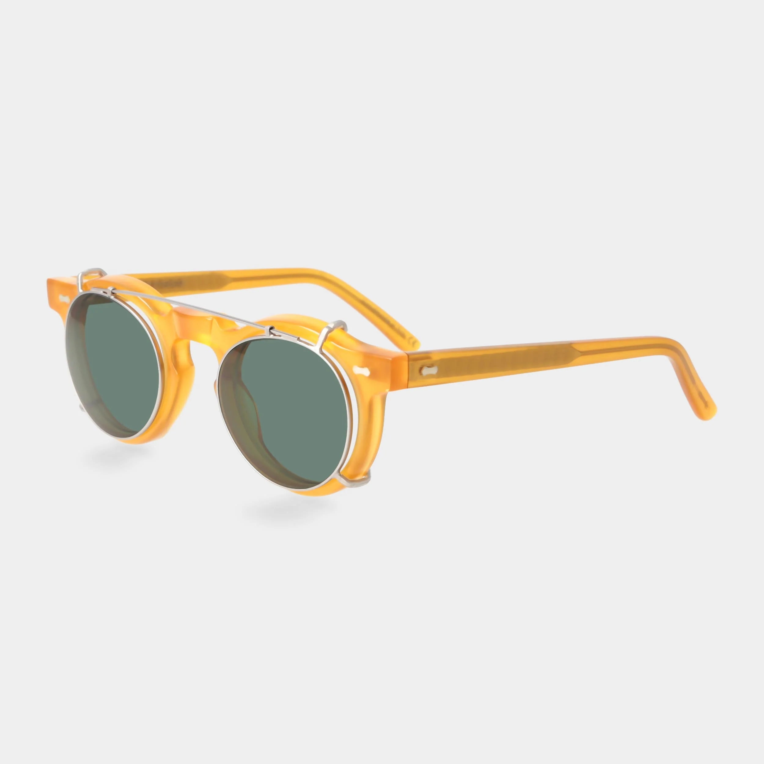 TBD Eyewear Welt with Clip Silver Bottle Green Lens Angle