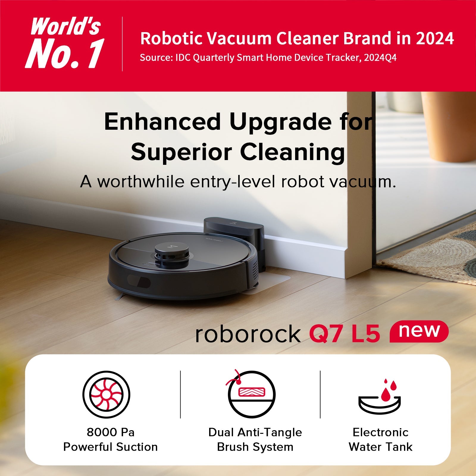 Roborock Q7 L5 Robot Vacuum and Mop with 8,000 Pa Power Suction