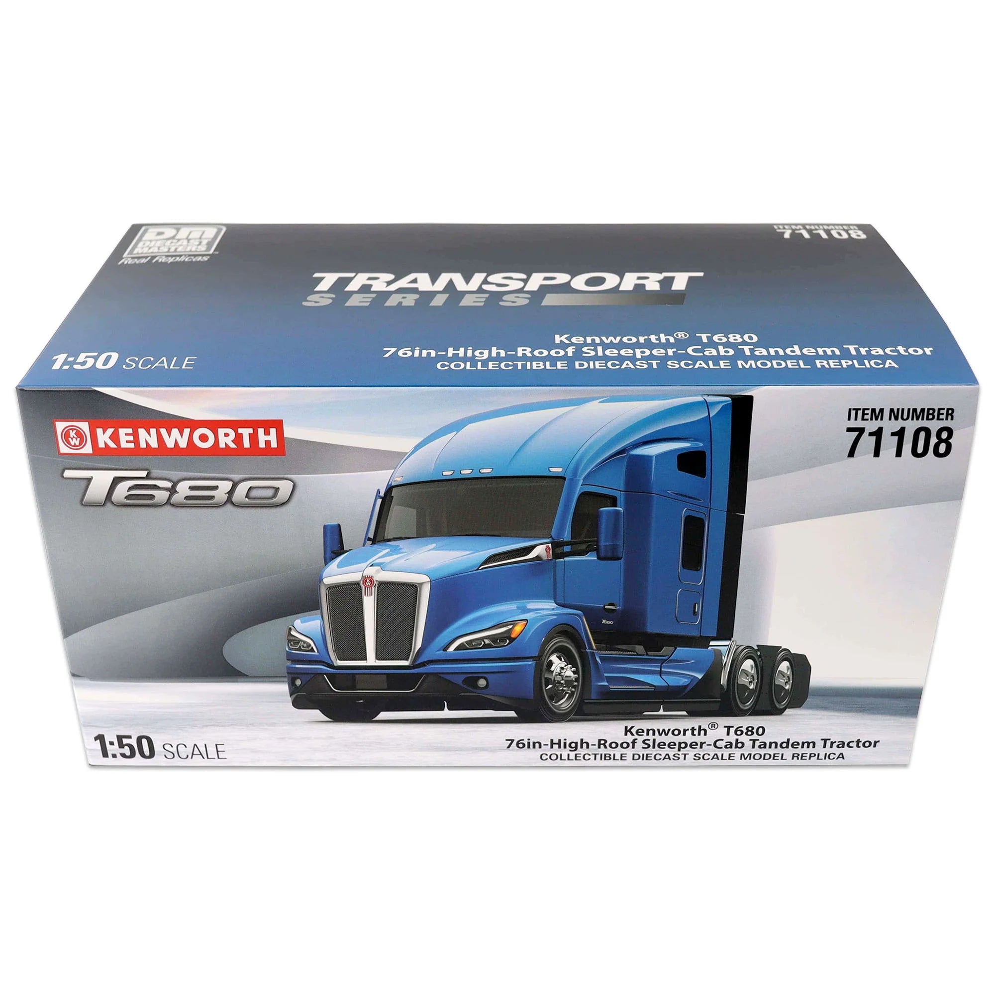 Diecast Masters 1:50 Kenworth T680 - Deep Cerulean Blue Truck 71108 Diecast Model