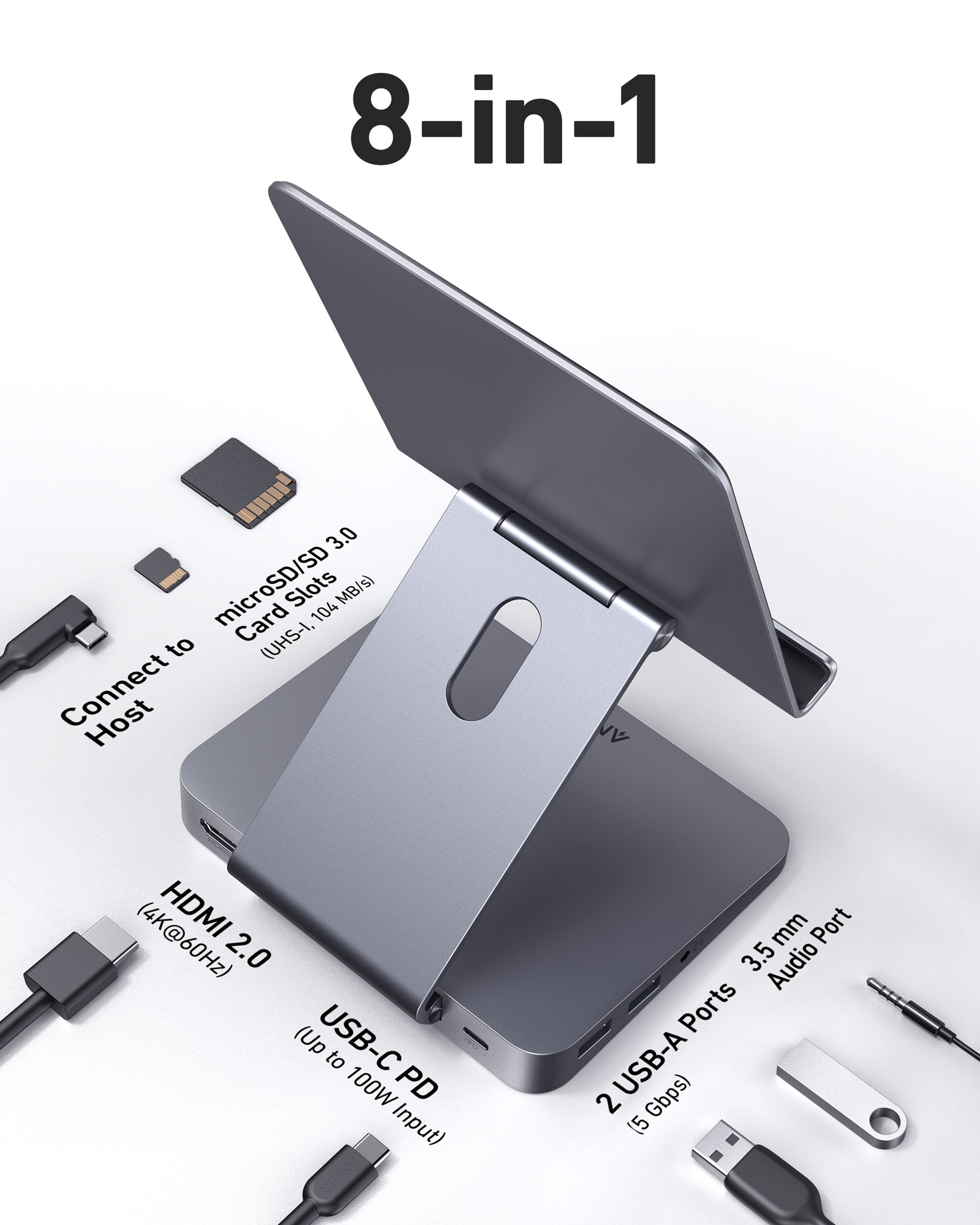 Anker 551USB-C Hub (8-in-1, Tablet Stand)