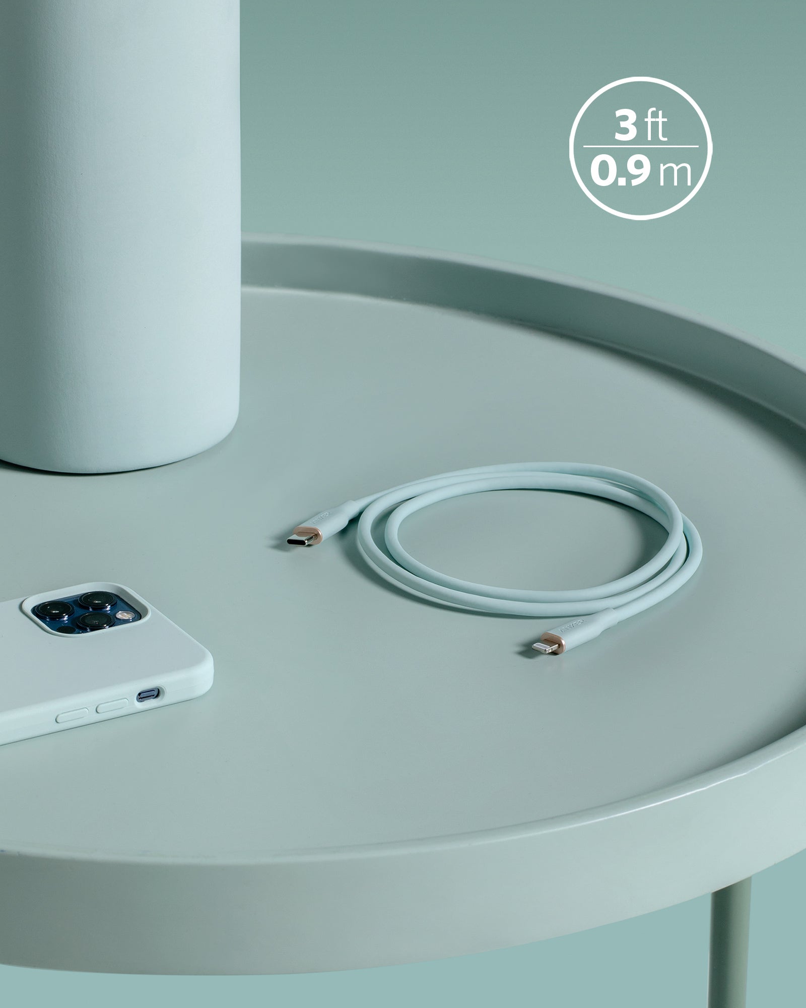 Anker 641 USB-C to Lightning Cable (Flow, 3 ft Silicone)