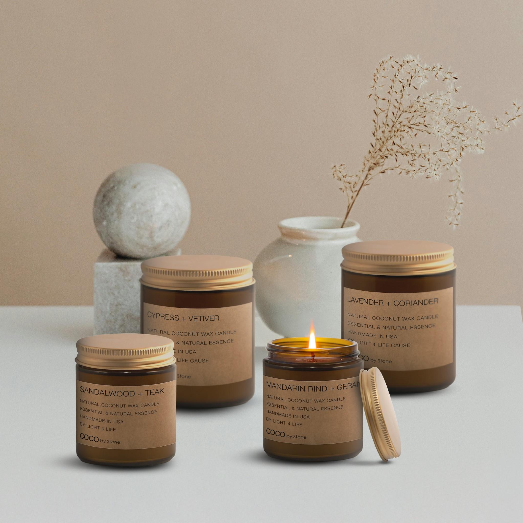 3.5oz Mandarin Rind + Geranium Natural Coconut Apricot Wax Candle