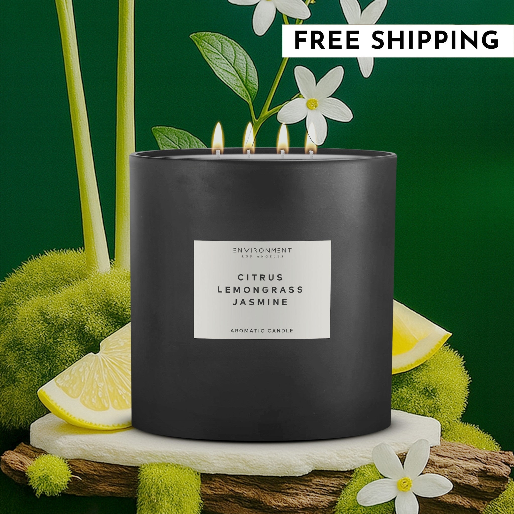 Stone Candles Citrus Lemongrass Jasmine Candle - Thumbnail 3