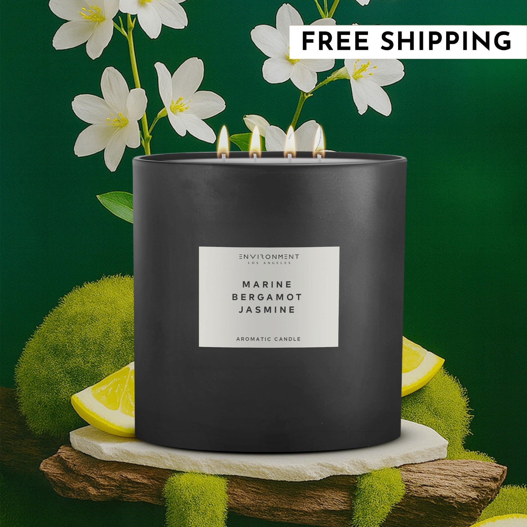Stone Candles Marine Bergamot Jasmine Candle