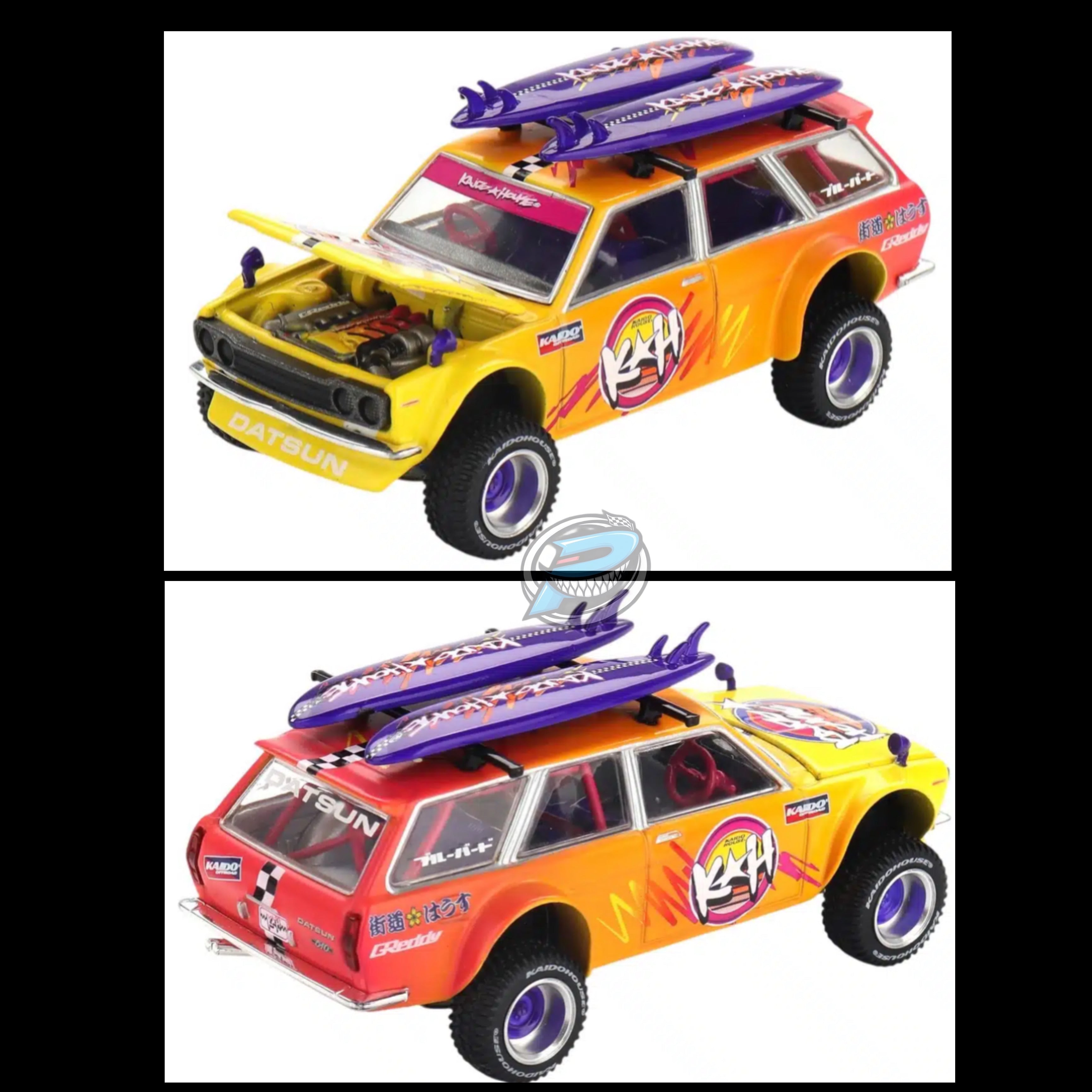 Kaido House x Mini GT 1:64 Datsun KAIDO 510 Wagon 4×4 Kaido ISLANDS V1- Orange