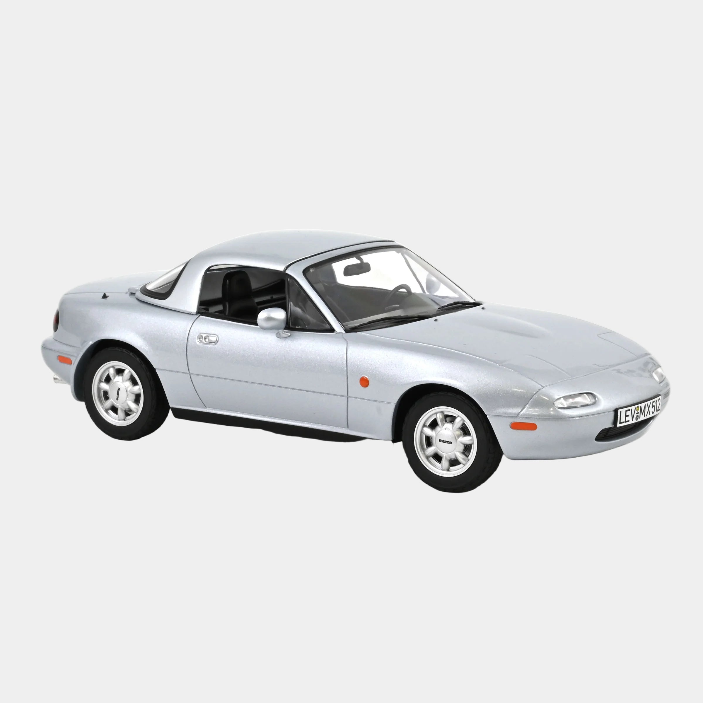 Silver car model on a white background