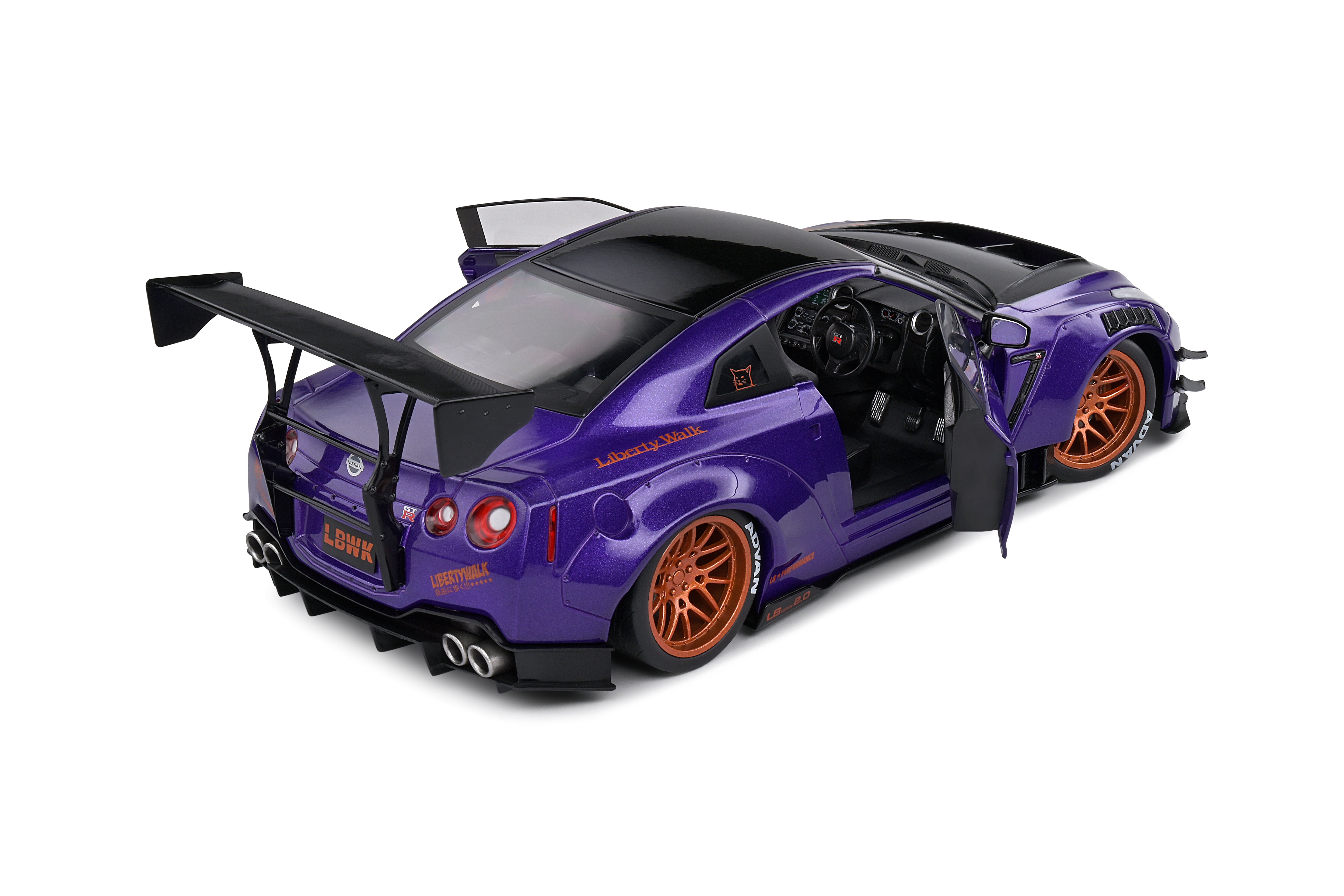Solido Nissan GT-R (R35) Liberty Walk Body Kit 2.0 Purplezilla - 2022 1:18 Diecast Car S1805812