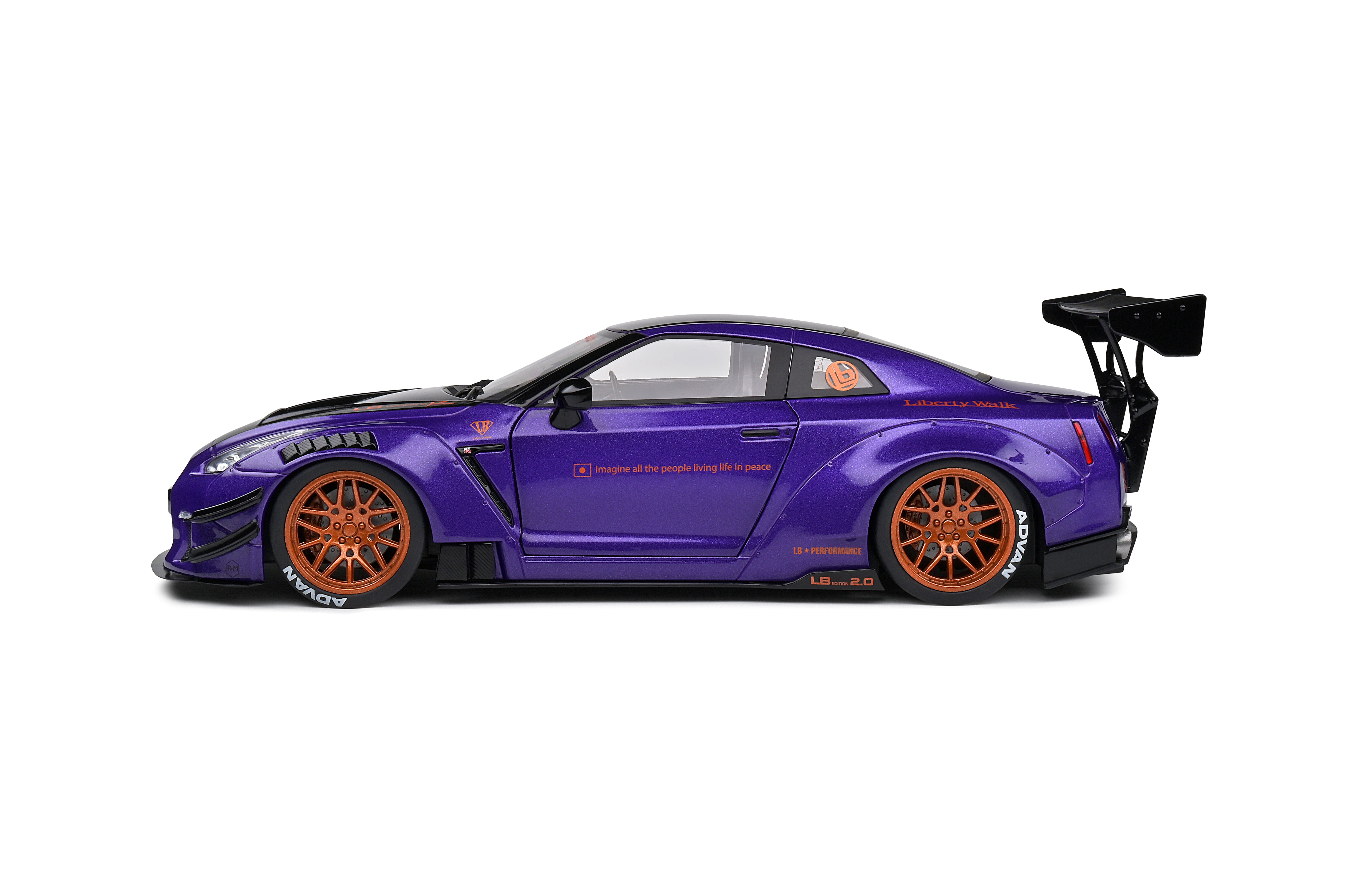 Solido Nissan GT-R (R35) Liberty Walk Body Kit 2.0 Purplezilla - 2022 1:18 Diecast Car S1805812