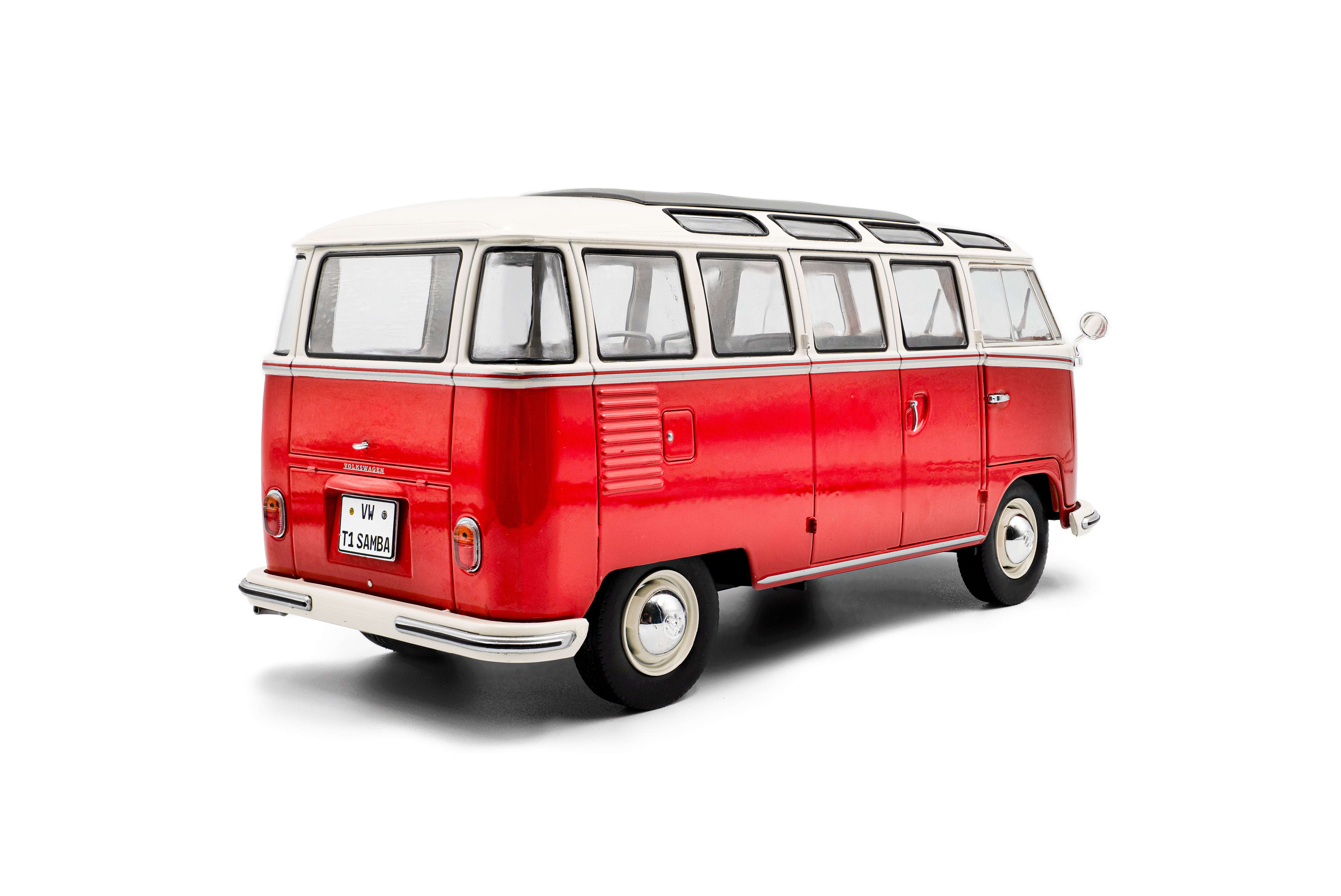 Solido Volkswagen T1 Samba Red / White-1962 1:18 Diecast Car S1813402