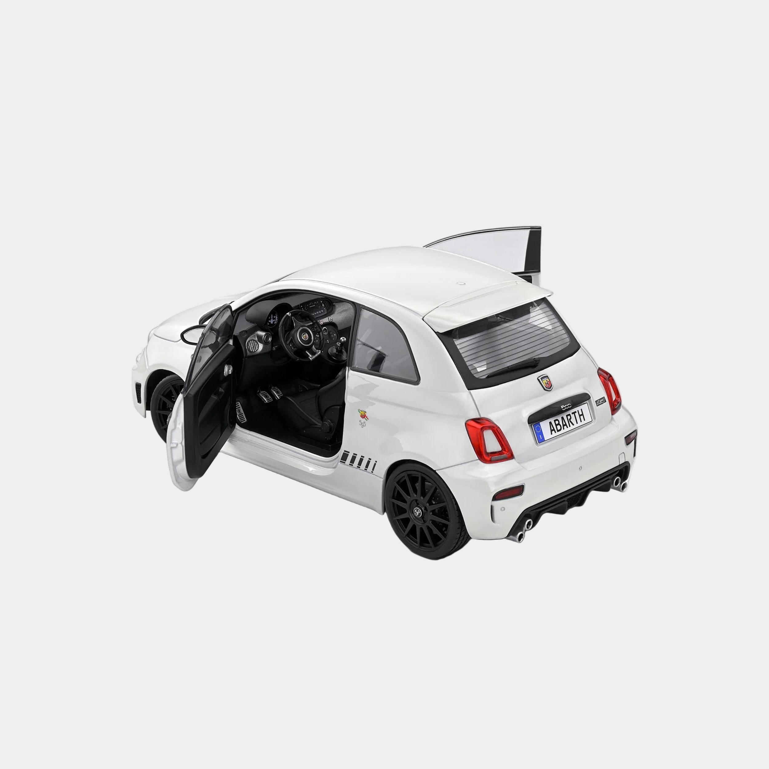 Solido Fiat F595 Abarth WHITE - 2022 1:18 Diecast Car Open Door Back