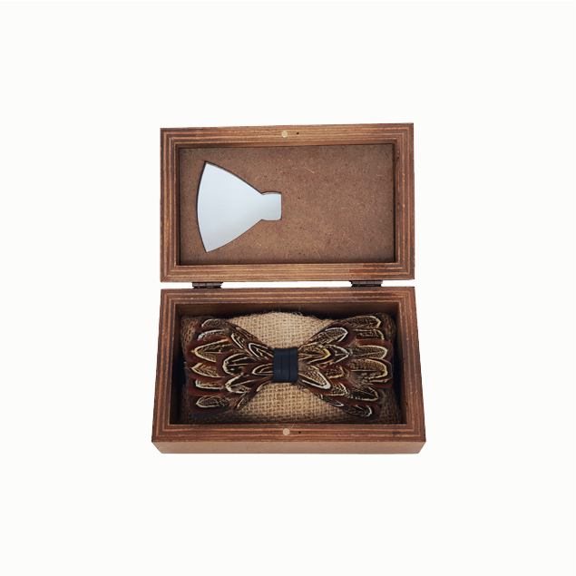 Genius Bowtie Da Vinci Feather Bow Tie - Brown & Earth