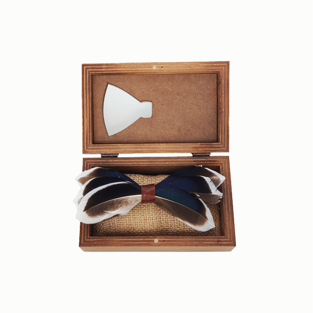 Genius Bowtie Marco Polo Feather Bow Tie - Brown & White