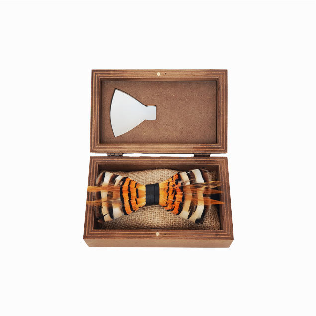 Genius Bowtie Van Gogh Feather Bow Tie - Beige & Orange