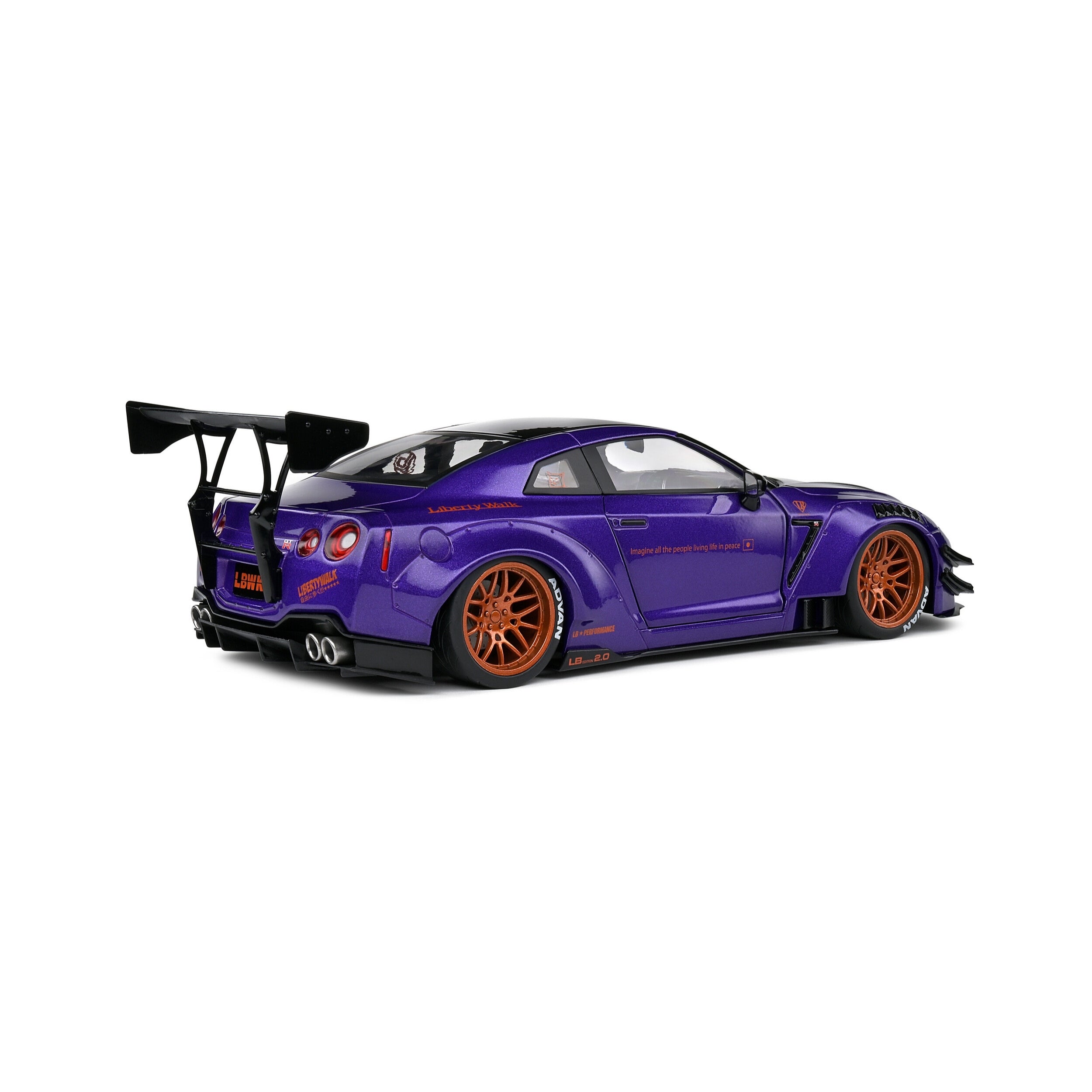 Solido Nissan GT-R (R35) Liberty Walk Body Kit 2.0 Purple - 2022 1:18 Diecast Car Back Total