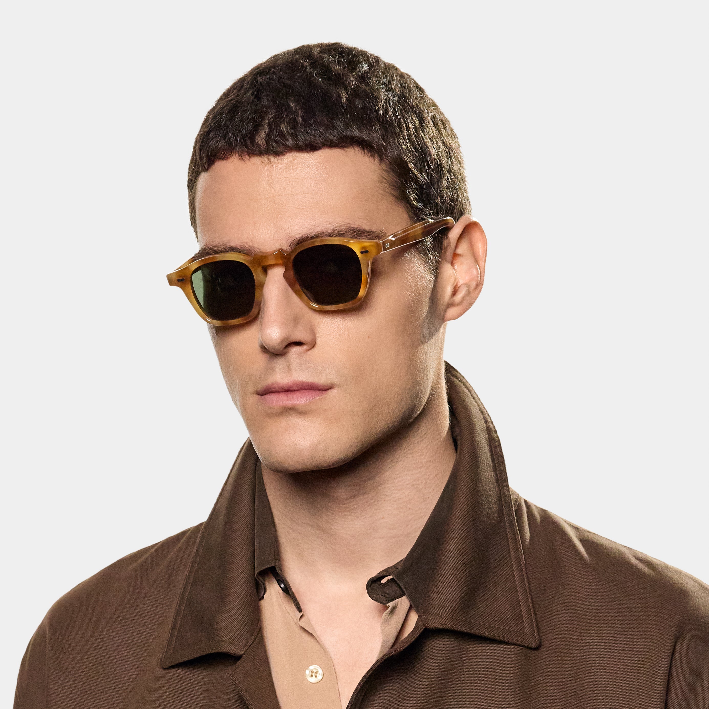 TBD Eyewear Cord Golden Havana Bottle Green Lens Sunglasses Man